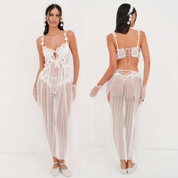 NEW For Love & Lemons Amore Maxi Slip Dress Large 37978 - Picture 2 of 13